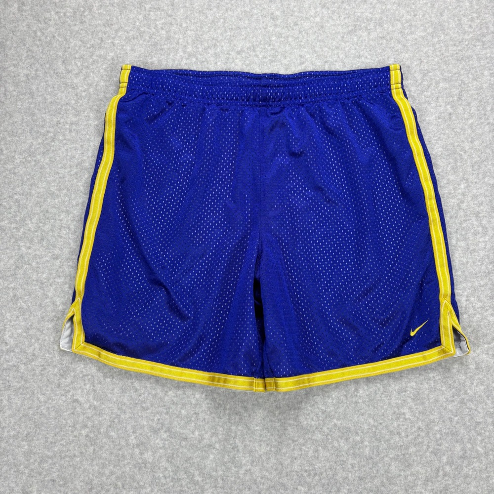 Nike Mesh Shorts Boys S‎ Blue Yellow 2000's Athletic Basketball Gym Summer Retro